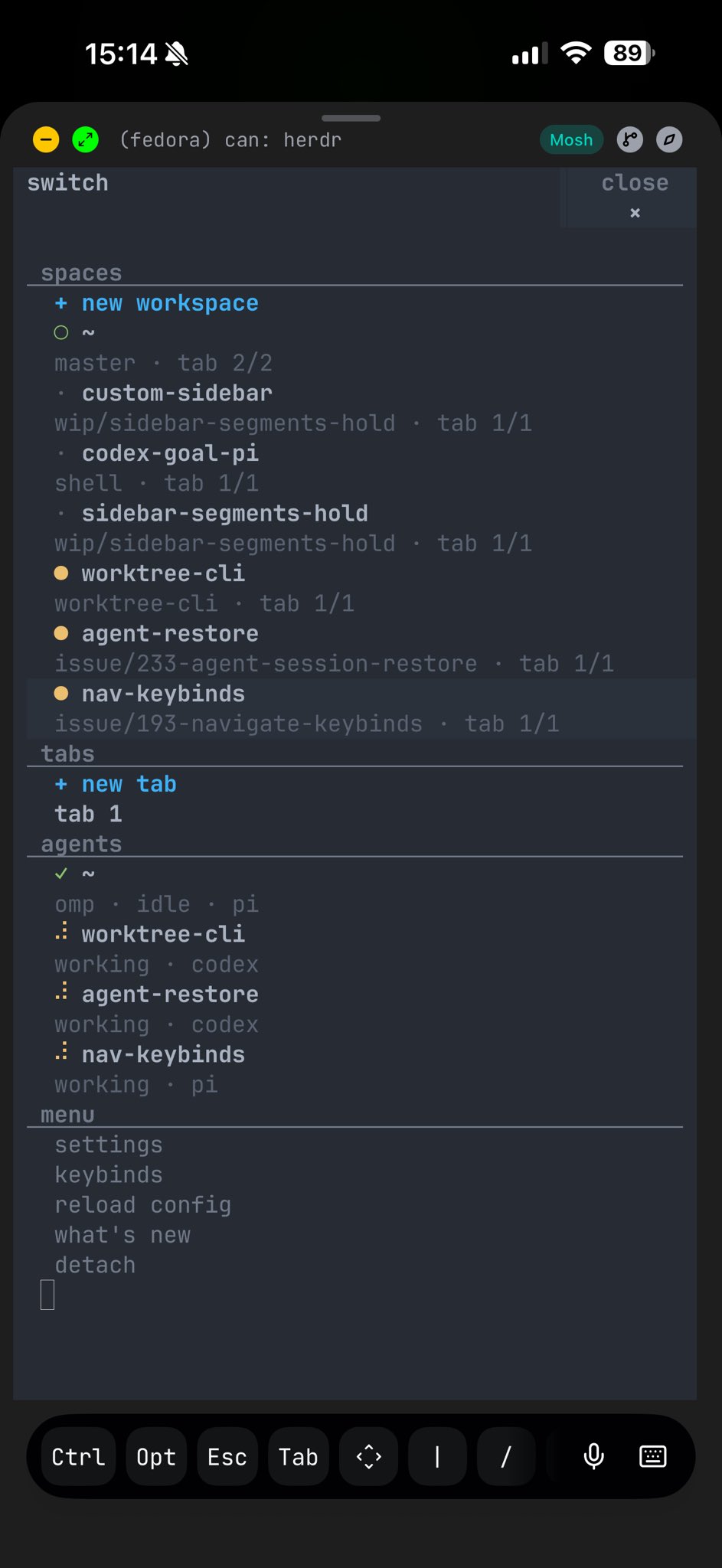 Nagi responsive switch menu on a phone